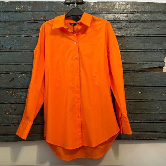 Zara Orange Button Up - Picture 1 of 7